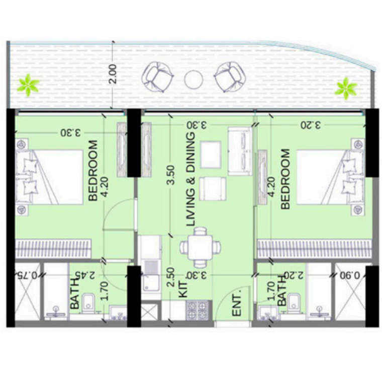 2 Bedrooms